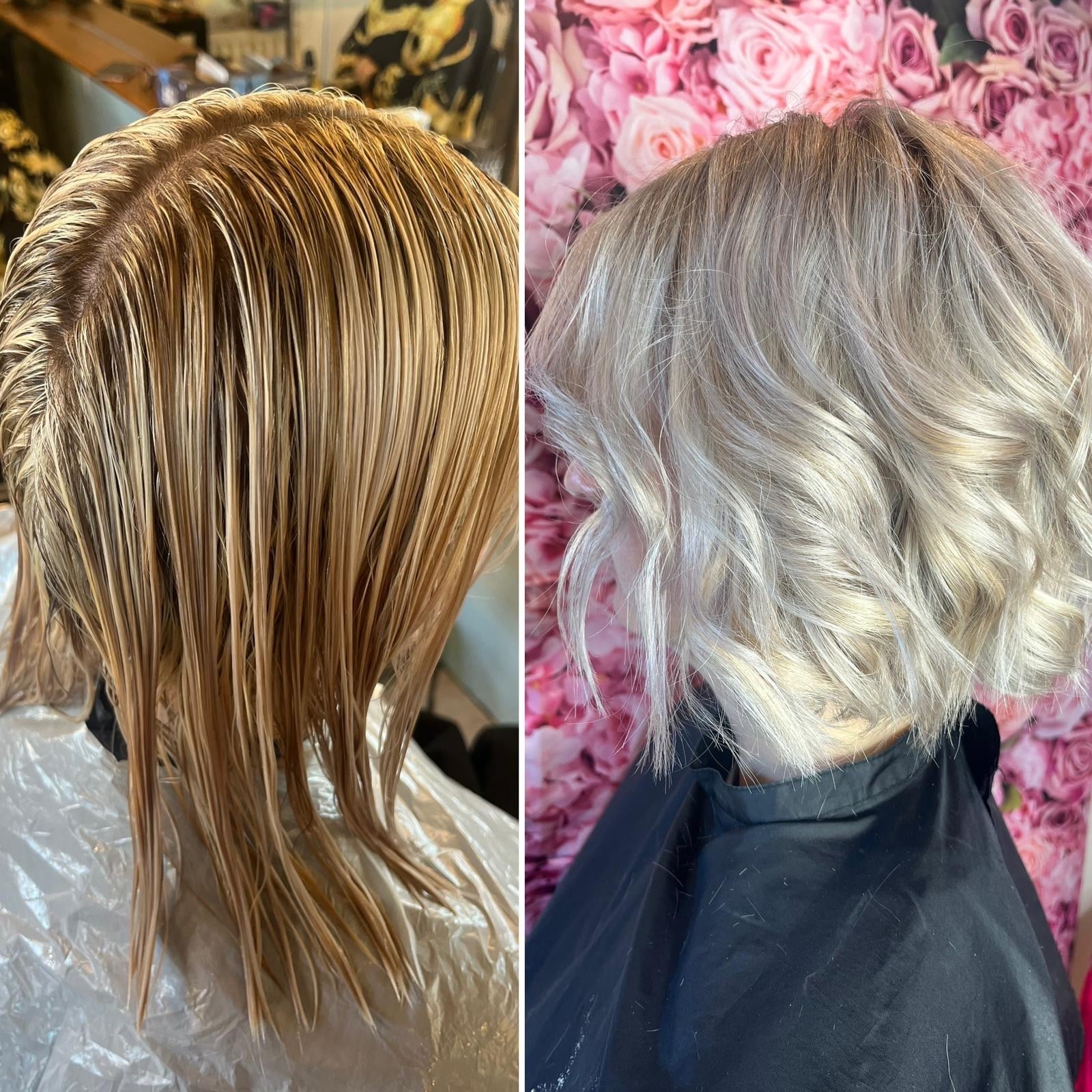 Before and after blonde bob, Cezala Billingshurst