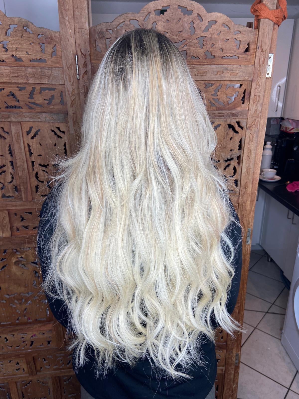 Blonde wavy hair extensions, Cezala Billingshurst