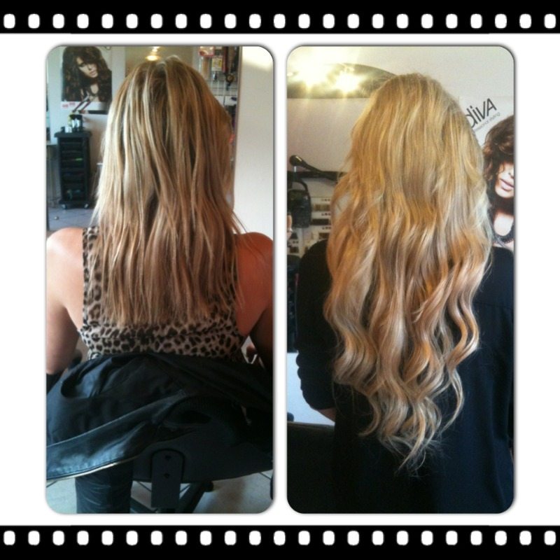 Before and after hair extensions, Cezala Billingshurst