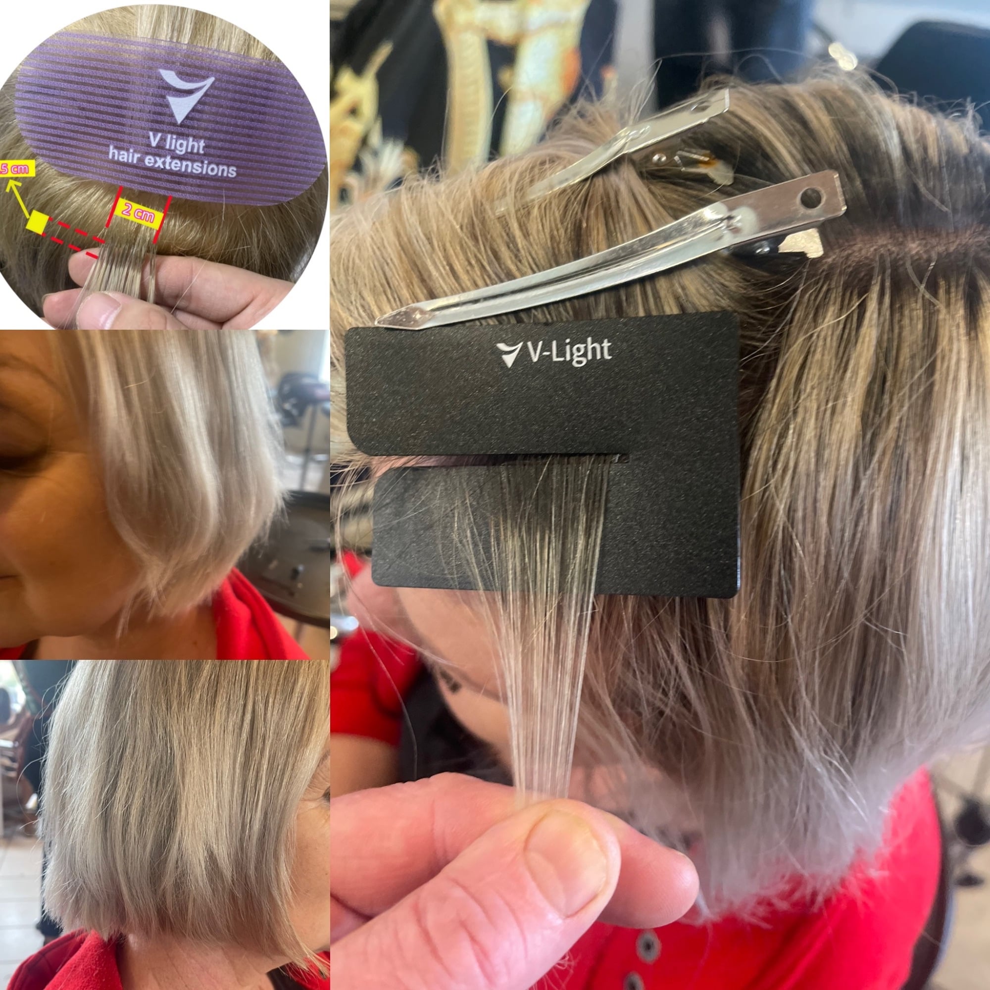 V-light hair extensions being applied, Cezala Billingshurst